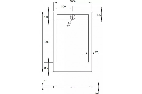 Поддон для душа Radaway Teos F 120x100, white, прямоугольный, низкий