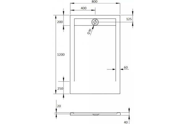 Поддон для душа Radaway Teos F 120x80, white, прямоугольный, низкий