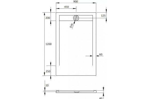 Поддон для душа Radaway Teos F 120x90, black, прямоугольный, низкий