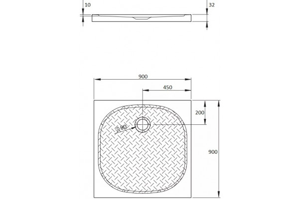 Поддон для душа Radaway Zantos C 90x90 квадратный, низкий