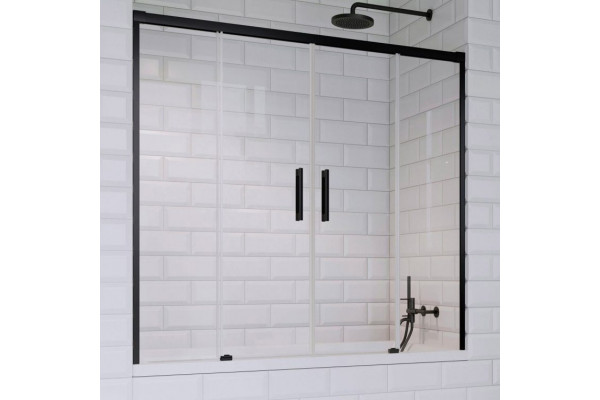 Шторка на ванну Radaway Idea Black PN DWD 140 раздвижная, стекло прозрачное