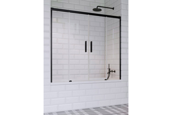 Шторка на ванну Radaway Idea Black PN DWD 140 раздвижная, стекло прозрачное