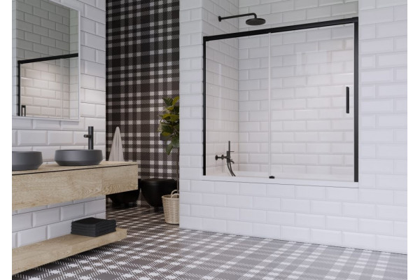 Шторка на ванну Radaway Idea Black PN DWJ 140 L раздвижная, стекло прозрачное