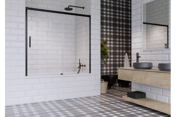Шторка на ванну Radaway Idea Black PN DWJ 140 R раздвижная, стекло прозрачное