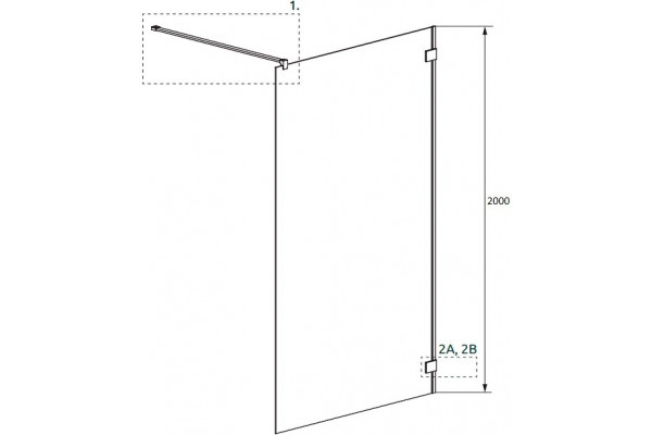 Душевая перегородка Radaway Essenza Pro 8 Gold Walk-in 65x200 стекло прозрачное, профиль золото
