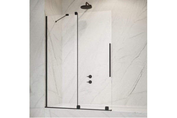 Шторка на ванну Radaway Furo Black PND II 150 L раздвижная, стекло прозрачное