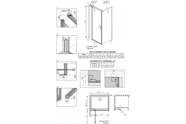 Душевой уголок Radaway Nes KDJ II 90x80 L прямоугольный, двери распашные