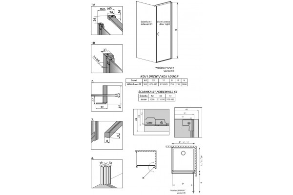 Душевой уголок Radaway Nes KDJ I 90x90 R прямоугольный, двери распашные