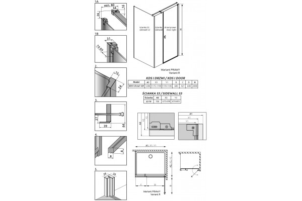 Душевой уголок Radaway Nes KDS I 120x70 R прямоугольный, двери распашные