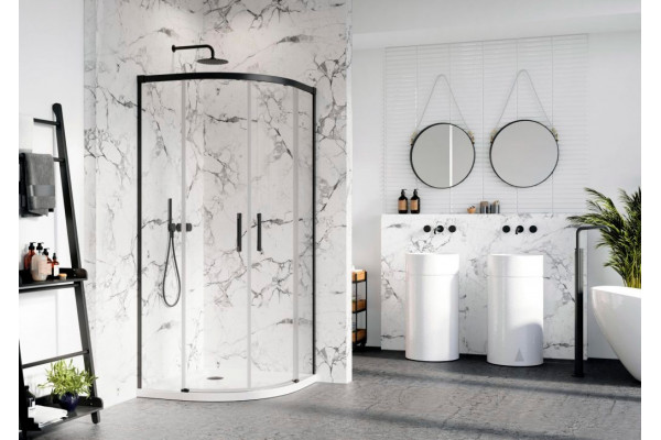 Душевой уголок Radaway Idea Black PDD 100х100 четверть круга, двери раздвижные