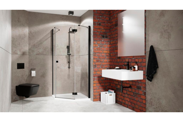 Душевой уголок Radaway Essenza New Black PTJ 100х90 R двери распашные, стекло прозрачное