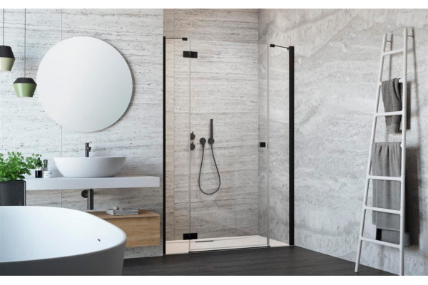 Душевая дверь в нишу Radaway Essenza New Black DWJS 120 L распашная, стекло прозрачное