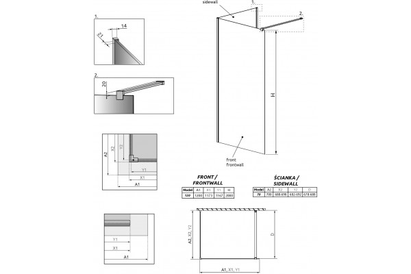 Душевая перегородка Radaway Modo New Black IV 120 стекло прозрачное, профиль черный