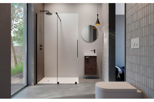 Душевая перегородка Radaway Furo Black Walk-in 10106738-54-01L двери раздвижные, стекло прозрачное