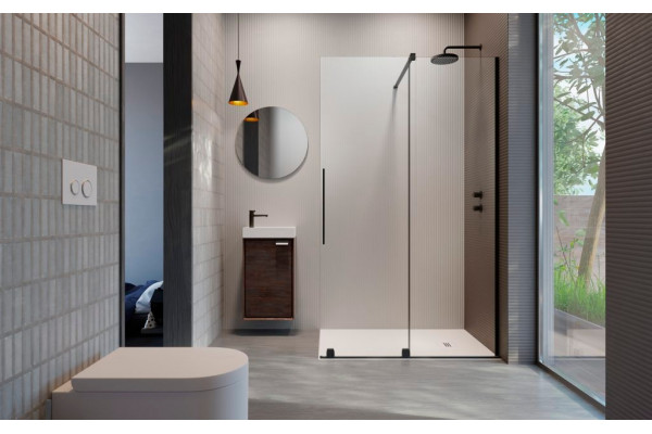 Душевая перегородка Radaway Furo Black Walk-in 10106688-54-01R двери раздвижные, стекло прозрачное