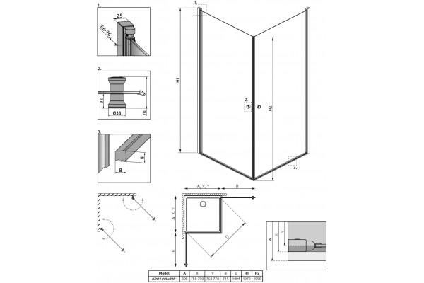 Душевой уголок Radaway EOS KDD I 80x80 квадратный, двери распашные, стекло прозрачное