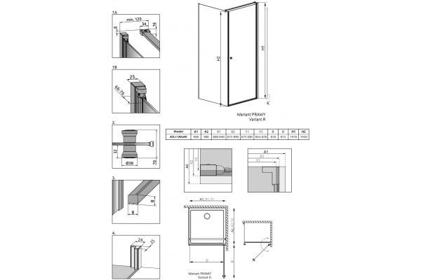 Душевой уголок Radaway EOS KDJ I 90x90 R квадратный, двери распашные