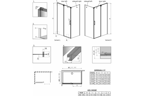 Душевой уголок Radaway Espera KDJ 120x90 L прямоугольный, двери раздвижные