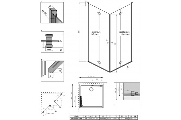 Душевой уголок Radaway EOS KDD B 90x90 квадратный, стекло прозрачное, профиль хром