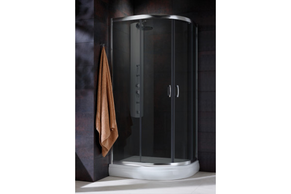 Душевой уголок Radaway Premium Plus E 90x80x190 стекло графит прямоугольный-асимметричный, двери раздвижные
