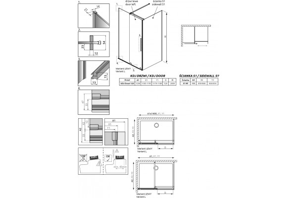 Душевой уголок Radaway Furo KDJ 120x90 L прямоугольный, двери раздвижные