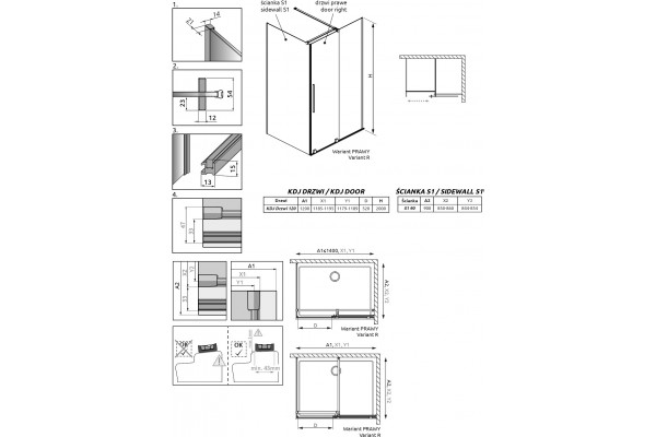Душевой уголок Radaway Furo KDJ 120x90 R прямоугольный, двери раздвижные