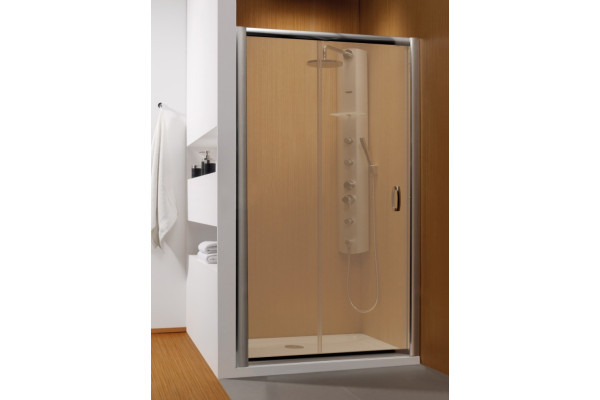 Душевая дверь в нишу Radaway Premium Plus DWJ 140 коричневое стекло раздвижная, профиль хром