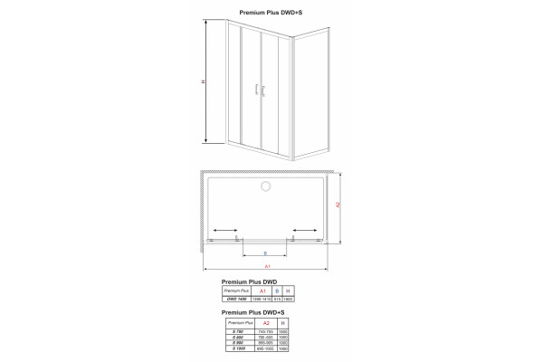 Душевой уголок Radaway Premium Plus DWD+S 140 прозрачное стекло прямоугольный, двери раздвижные