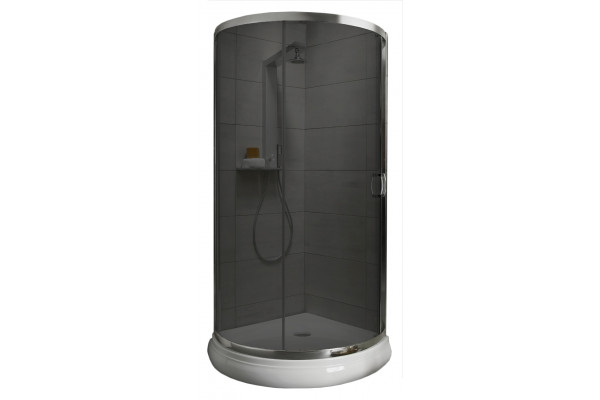 Душевой уголок Radaway Premium Plus B 90x190 стекло графит полукруглый, двери раздвижные