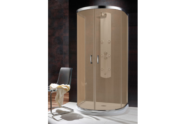 Душевой уголок Radaway Premium Plus P 100x90x190 коричневое стекло круглый, двери раздвижные