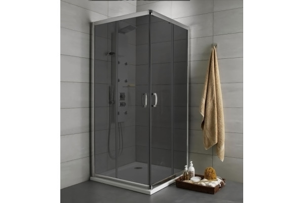 Душевой уголок Radaway Premium Plus C 80x190 стекло графит квадратный, двери раздвижные