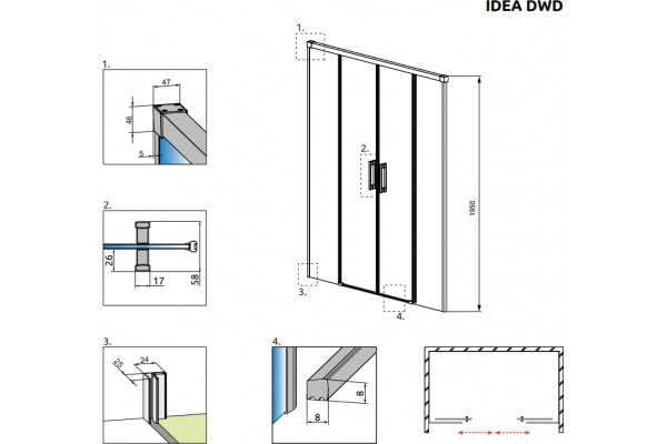 Душевая дверь в нишу Radaway Idea DWD 200 раздвижная, стекло прозрачное