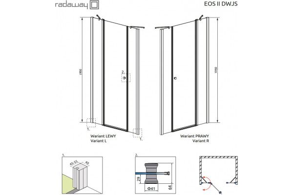 Душевая дверь в нишу Radaway Idea DWJS 130 R раздвижная, стекло прозрачное