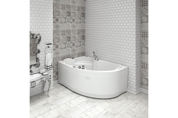 Акриловая ванна Radomir Vannesa Massage Ирма 150х97, с каркасом и экраном, актив, L, асимметричная, пристенная