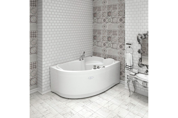 Акриловая ванна Radomir Vannesa Massage Ирма 150х97, с каркасом и экраном, актив, R, асимметричная, пристенная