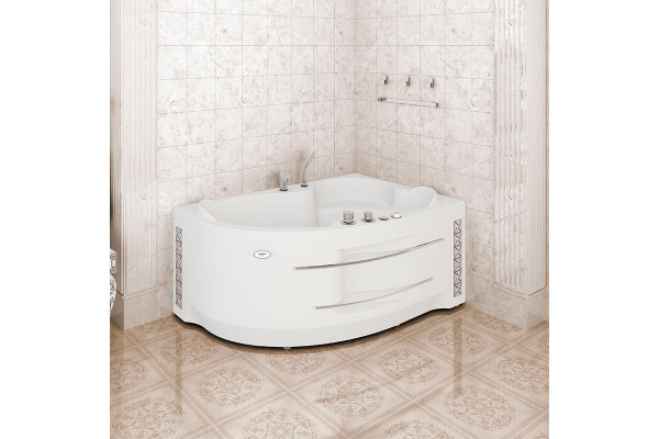 Акриловая ванна Radomir Vannesa Massage Ирма 160х105, с каркасом, экраном и полотенцедержателем, баланс, R, асимметричная, пристенная