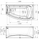 Акриловая ванна Radomir Мэри R, 140x80, асимметричная, пристенная, объем 200 л.