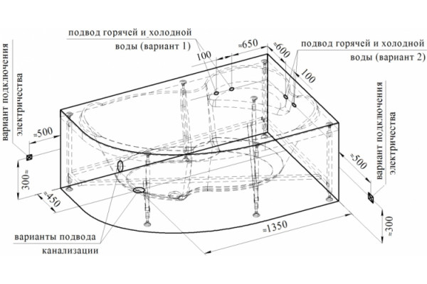 Акриловая ванна Radomir Vannesa Ирма 1 R пристенная, асимметричная