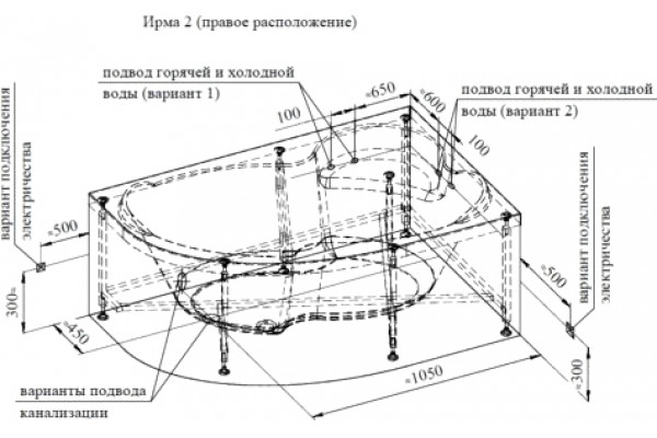 Акриловая ванна Radomir Vannesa Ирма 2 R пристенная, асимметричная