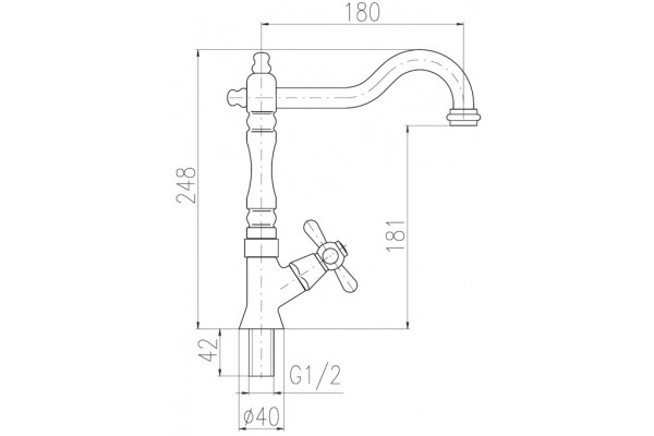 Кран Rav Slezak Morava MK194/8SM двухвентильный, бронза, высота излива 18.1 см