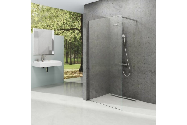 Душевая перегородка Ravak Walk-In Wall 100 + кронштейн 90 см, хром, стекло прозрачное, с покрытием анти-капля