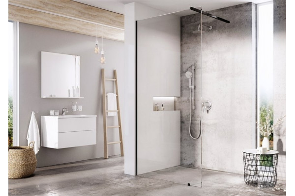 Душевая перегородка Ravak Walk-In Wall GW9WD0300Z1 110х200 см, профиль черный, стекло прозрачное, с покрытием анти-капля