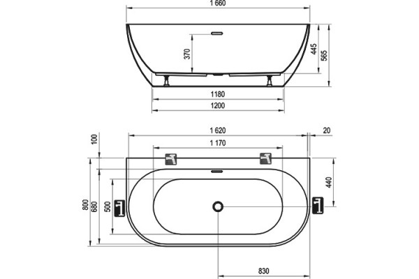 Акриловая ванна Ravak Freedom W XC00100024 166x80 овальная, пристенная