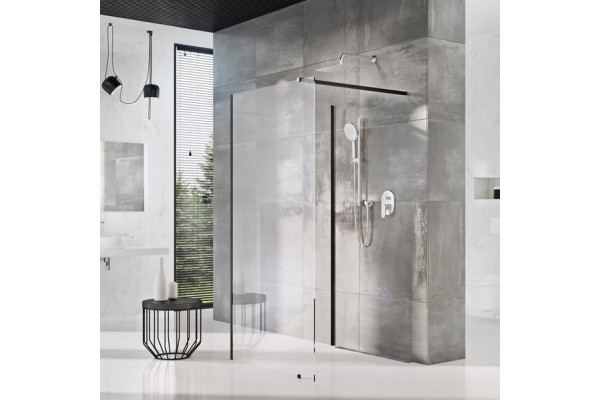 Душевая перегородка Ravak Walk-In Corner GW1CD4300Z1 110х80 см, профиль черный, стекло прозрачное, с покрытием анти-капля