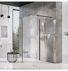 Душевая перегородка Ravak Walk-In Corner 120х90 + кронштейн 90 см, черный, стекло прозрачное, с покрытием анти-капля