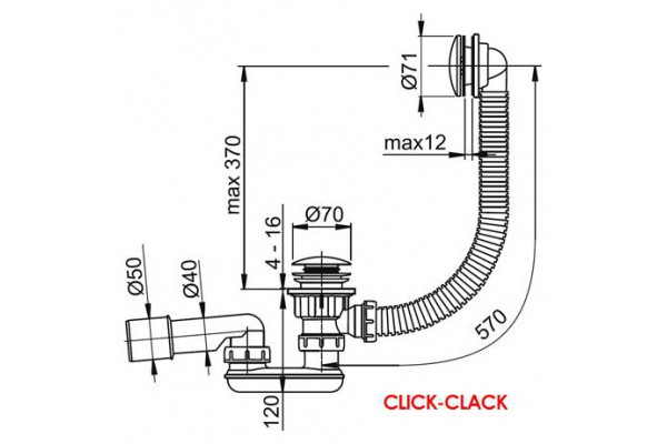 Слив-перелив Ravak Click-Clack  хром