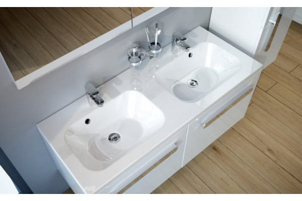 Раковина Ravak Chrome 120 двойная цвет белый, прямоугольная, с переливом