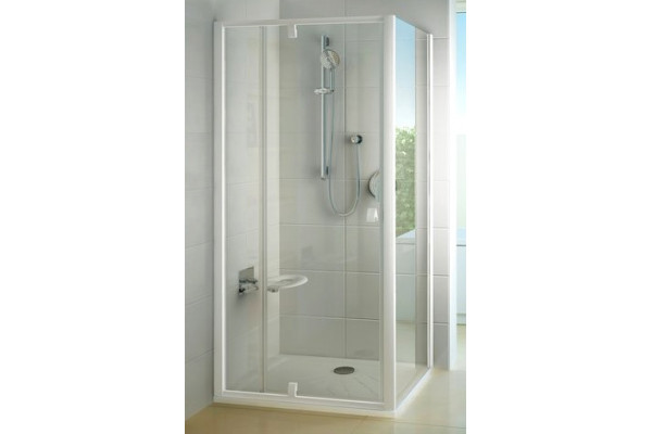Душевой уголок Ravak PDOP2-120 + PPS-90 профиль белый прямоугольный, двери распашные