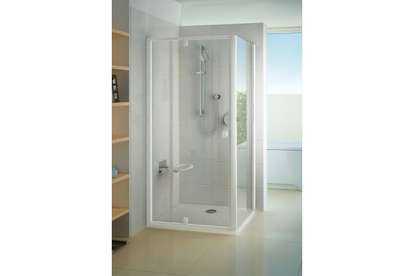 Душевой уголок Ravak PDOP2-120 + PPS-90 профиль белый прямоугольный, двери распашные