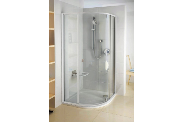 Душевой уголок Ravak PSKK3-80 Transparent белый четверть круга, двери распашные
